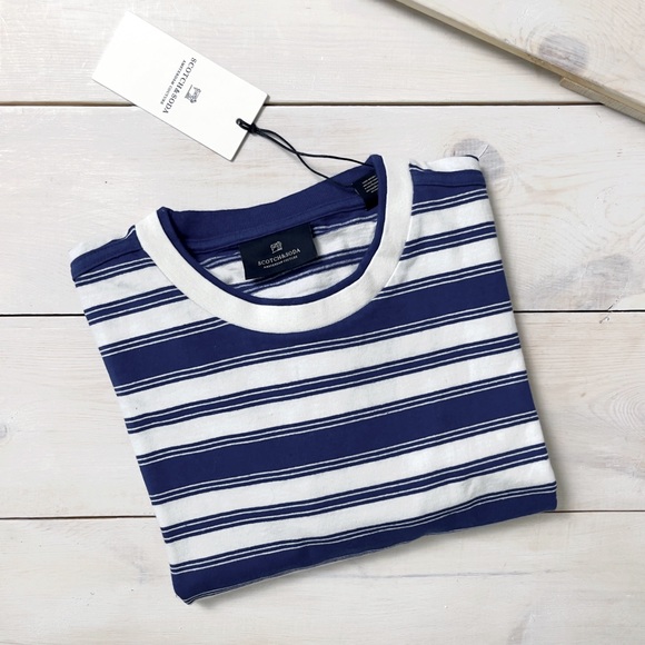 Scotch & Soda Amsterdam BLAUW and White Stripe Tee - Picture 2 of 13